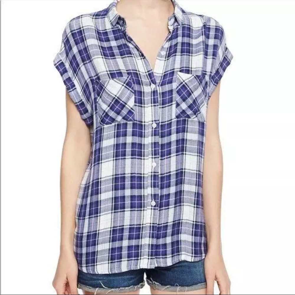 Rails Button Up Britt Short Sleeve Plaid Shirt In… - image 1
